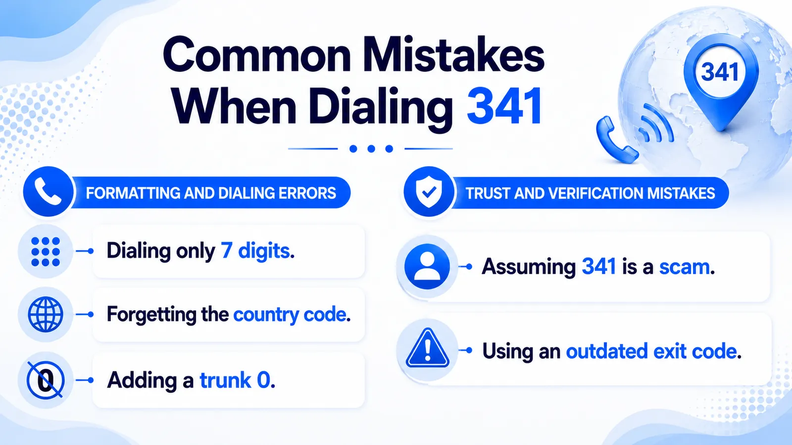 341 dialing mistakes