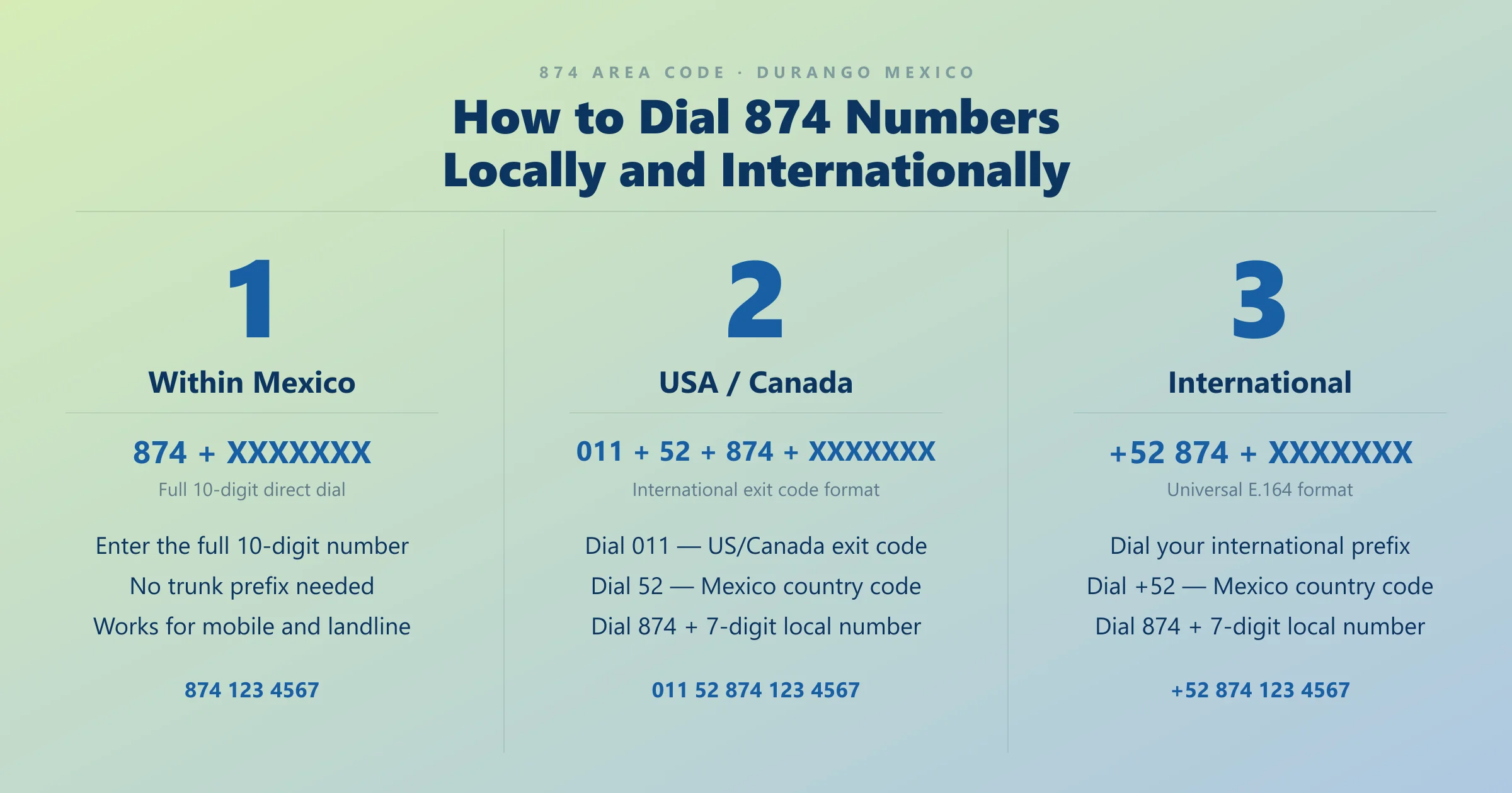 874 dialing steps guide