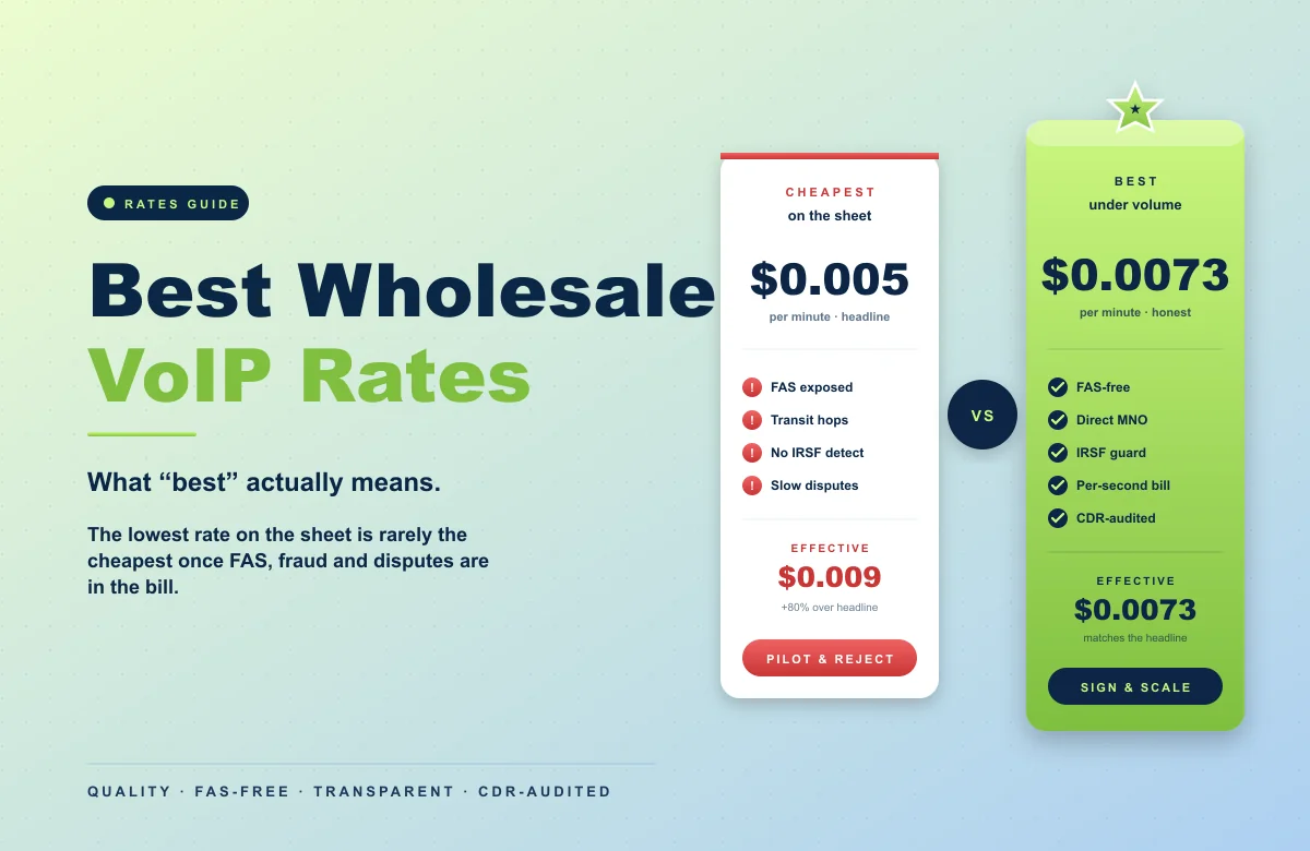 Best wholesale VoIP rates — cheapest vs best comparison; what 'best' actually means under volume