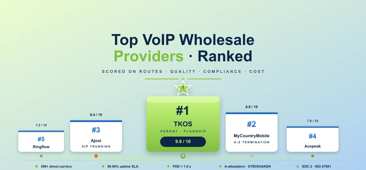 Top VoIP wholesale providers — TKOS family of wholesale brands