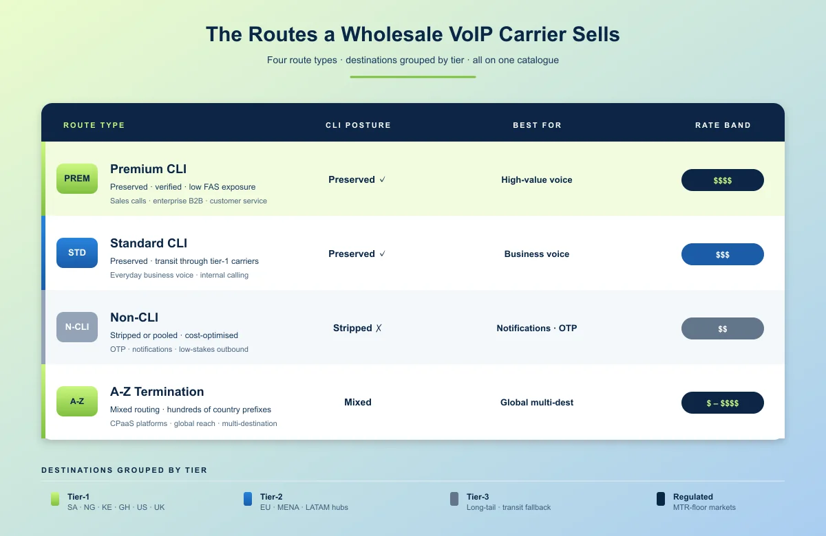 VoIP carrier routes