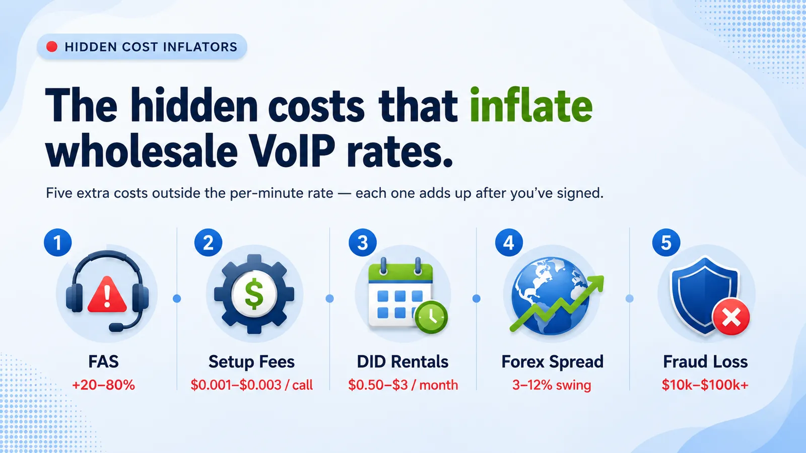 Five hidden cost inflators between headline wholesale VoIP rate and real effective cost
